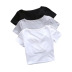 Deep V-neck stretch slim short T-shirt  NSLD23127