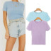 solid color short-sleeved sweater tops  NSLD23146