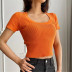 spring and summer fashion U-neck Slim solid color knitted short-sleeved T-shirt  NSAC23178