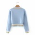 fashion autumn and winter new blue cardigan V-neck contrast long-sleeved sweater NSAC23185