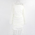 collar long sleeve pleated dress NSYI23224