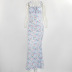 floral folds halter suspender dress  NSYI23225