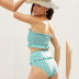 new print multi-needle split high waist swimsuit bikini NSHL23329