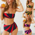 new color stripe high waist sexy neon swimwear NSHL23330