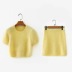  knitted furry short-sleeved tops bag hip skirt suit NSHS23379