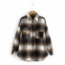 single-breasted brushed shirt plaid woolen coat NSHS23384