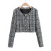round neck pearl button plaid jacket sexy hip skirt suit NSHS23411