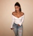V-neck threaded tight bottoming shirt one-shoulder sweater NSHS23420