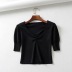 sexy short chest pleated fashion tight-fitting puff sleeve short-sleeved top NSHS23430