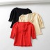 sexy short chest pleated fashion tight-fitting puff sleeve short-sleeved top NSHS23430