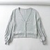 lantern sleeve cardigan loose V-neck single-breasted sweater NSHS23449