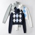 Autumn and winter diamond plaid turtleneck sweater   NSHS23454