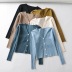 fashion solid color single-breasted slim V-neck cardigan jacket NSHS23455