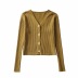 fashion solid color single-breasted slim V-neck cardigan jacket NSHS23455