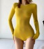 Autumn slim sexy long-sleeved one-piece stretch solid color jumpsuit NSHS23464