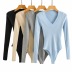 V-neck long-sleeved knitted jumpsuit NSHS23470