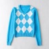 diamond plaid pullover sweater   NSHS23488