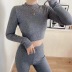 round neck thread tops elastic waist knitted bell trousers set NSHS23496