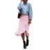 polka dot print ruffled irregular skirt NSKX23581
