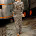 leopard print high waist dress NSKX23582