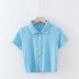 short-sleeved lapel single-breasted T-shirt   NSAC23616