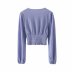 fashion v-neck lantern sleeve shirt  NSAM23692