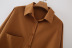 pleated puffy sleeves round hem long shirt  NSAM23695