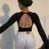 sexy backless long-sleeved bottoming shirt   NSHS23784