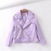 autumn new solid color lapel diagonal zipper leather jacket NSHS23803
