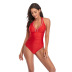 conservative solid color one-piece swimsuit NSHL23814