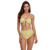 printing high waist double shoulder strap bowknot bikini split swimsuit  NSHL23817