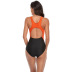 conservative sports color matching one-piece swimsuit NSHL23823
