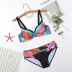 new sexy printed gathered split large size swimsuit  NSHL23849