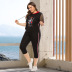 Plus size summer fashion hooded printed casual sports two-piece suit NSJR23560