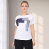 cotton and linen stitching round neck t-shirt  NSJR23568
