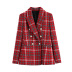 winter plaid double-breasted blazer  NSAM15429