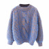 retro twist knit round neck pullover sweater  NSLD15531