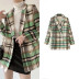 leisure color check double-breasted plaid suit jacket  NSLD15575
