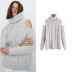 turtleneck cold shoulder knit sweater NSLD15633