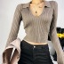 fashion autumn and winter solid color slim short sweater NSAC15675