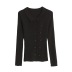 double-breasted knit pure color lapel sweater cardigan NSAC15688