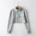 fashion loose plaid zipper pocket stand collar sweatershirt NSAC15704