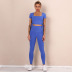 solid color stitching bow ribbon yoga suit  NSLX15775