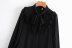 bow tie frill-trimmed black shirt dress  NSAM24017