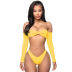 solid color knotted long sleeve swimsuit  NSHL24078