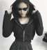 solid color zipper hooded short sweatershirt NSHS24087