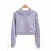 solid color zipper hooded short sweatershirt NSHS24087