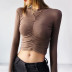 Half-high neck pleated bottoming shirt  NSHS24088