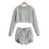 solid color hooded sweatershirt pleated sports shorts suit NSHS24118