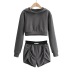 solid color hooded sweatershirt pleated sports shorts suit NSHS24118